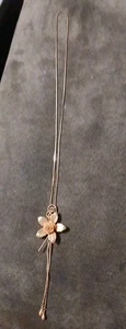 Vtg 80s Avon Gold Tone Rose Slide Pendent Necklace Adjustable Lariat Bolo Style - Picture 1 of 7