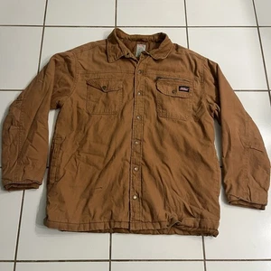 Dickies L Brown Quilted Lined Canvas Shirt Jacket Snap Front Workwear GD5319 - Picture 1 of 6