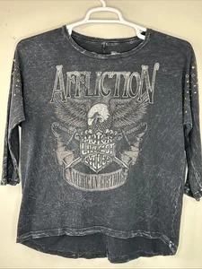 Affliction Small Eagle Grafik Viertelärmel T-Shirt - Bild 1 von 16