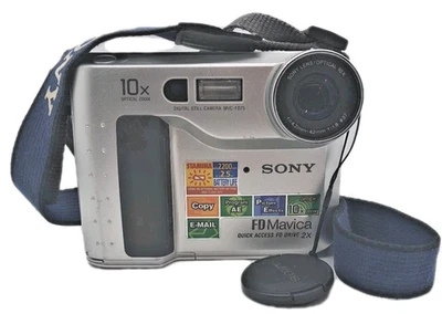 Vintage Sony Mavica MVC-FD75 10x Zoom Digital Camera Silver w/ Battery Untested - Image 1 of 4