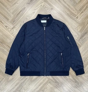 Calvin Klein Full Zip Navy Blue Quilted Bomber Jacket Men’s XL - Picture 1 of 16