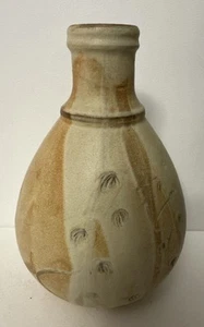Vintage MCM Studio Pottery Bottleneck 9”Vase Signed Sandy Bernard Leach Style - Picture 1 of 9