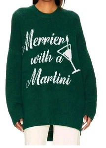 Show Me Your Mumu Holiday Sweater Merrier With A Martini Green Size S Oversized - Picture 1 of 21