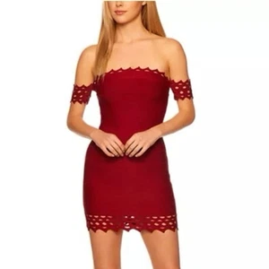 Susana Monaco Bandage Dress NWT NEW Eyelet Mini sz Small S burgundy - Picture 1 of 13