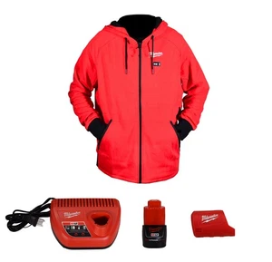 Milwaukee 306R-213X M12 12V Lithium-Ion Red Heated Jacket Hoodie Kit (XXX-Large) - Picture 1 of 8