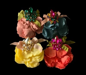 Mix Match Anthropologie Flower Earrings Fabric Cloth Silk Bowknot Petal And VTG - Picture 1 of 6