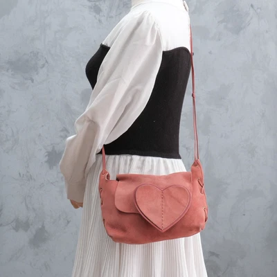 Gucci Shoulder Bag Crossbody Heart Suede Leather Pink Authentic *RARE* - Image 1 of 4