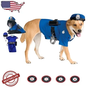 Polizei Hund Kostüm XL blau Shirt Mütze & Zubehör - entzückendes Offizier Outfit - Bild 1 von 4