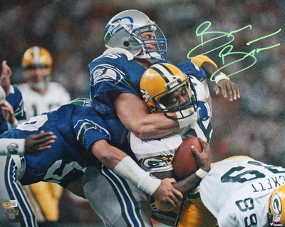 Brian Bosworth Signed Seattle Seahawks 16x20 Choke Tackle Photo-Beckett W Holo - Image 1 of 4