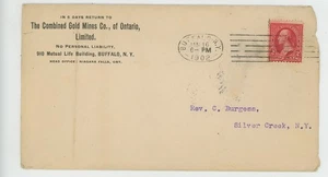 Mr Fancy Cancel Combined Gold Mines Co Of Ontario Ltd Buffalo NY 1902 Cvr #1316 - Picture 1 of 2
