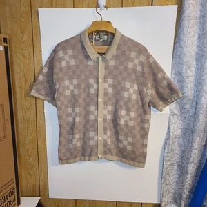 Madewell XL Sweater Men Button Up Short Sleeve Polo Preppy Checkered NL151 - Picture 1 of 9