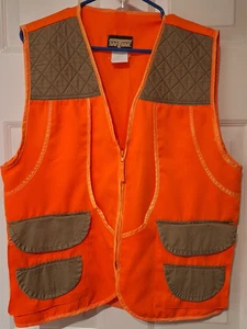 Vtg SafTbak Hunting Vest Blaze Orange Shooting Shell Holders Size Large - Picture 1 of 11