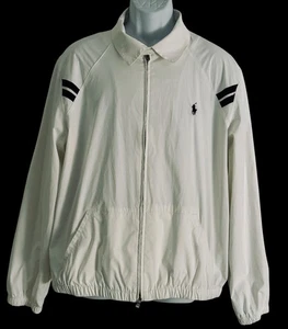 Vintage 90er Polo Ralph Lauren Herren Jacke XL weiß schwarz gestreift Harrington gefüttert Mesh - Bild 1 von 11