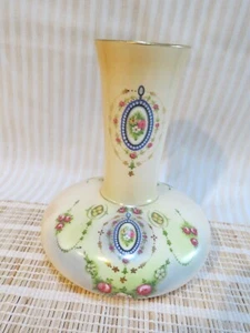 Antique Gibson & Sons Windsor Art Ware Hand Painted Floral Squat Vase with Long - Picture 1 of 12