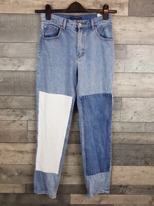 Brandy Melville Patchwork Jeans Size Small Blue Slim Leg Mom Fit Classic Blogger - Picture 1 of 10