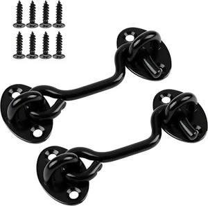 2 Pack 6'' Door Latch Door Lock Hardware, 6'' Hook and Eye Gate Latch Easy Lo... - Picture 1 of 6