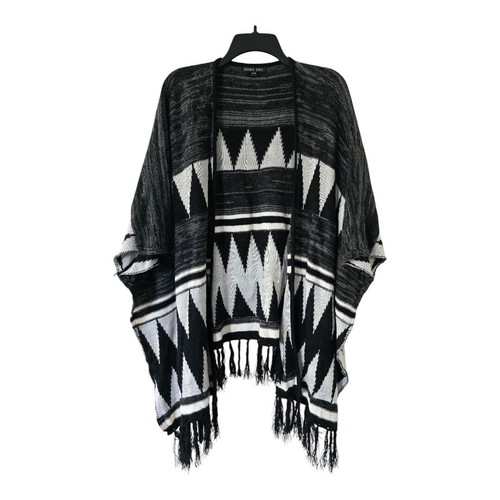 VETEMENTS Cardigan Poncho Doppio Zero Donna Tg S M Stampa Mista Frange Accogliente Boho Artsy
