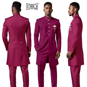 Men`s Suit African Clothing Dashiki Single Breasted Jacket and Pants 2 Piece Set - Picture 1 of 20
