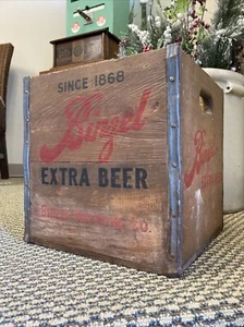 Vintage Holzkiste Binzel Brauerei Oconomowoc Ziegler Biberdamm Holz Bierkasten - Bild 1 von 19