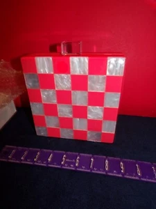 Magnetic Catch Purse Glitter Marble Lucite Acrylic Milanblocks NEW - Picture 1 of 5