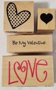 Love Valentines Hearts Rubber Wood-Mounted Stamps – Mix Brands EUC - Picture 1 of 4
