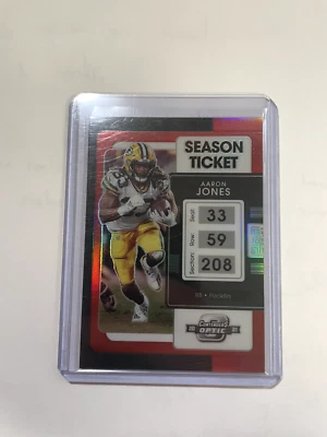 Aaron Jones /175 Panini Contenders Optic 2021-Season Ticket Red Prizm #35 Viking - Image 1 of 2
