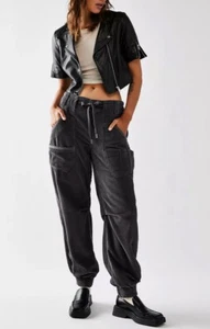 Free People Cullen Low Slung Pull On Corduroy Baggy Pant Small Gray Boho Pockets - Picture 1 of 10