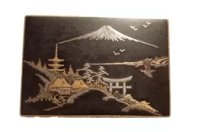 Caja baratija vintage japonesa Amita hierro oro y plata metal mezclado - Imagen 1 de 13