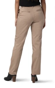 Lee Mid Rise Straight Leg Regular Fit Comfort Woven Pants Size 16 M Flax/Tan NWT - Picture 1 of 5