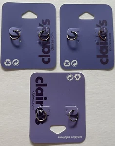 Claire’s Girls 3 New Pairs Of Mini Hoop Earrings Silver & Rose Gold Tone - Picture 1 of 4