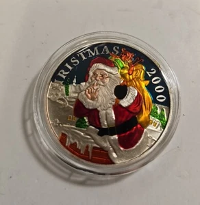 Papá Noel redondo plata esmaltada 2000 Navidad 2000 ¡Gran color!  - Imagen 1 de 5