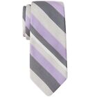 $125 Ryan Seacrest Mens Gray Purple Stripe Classic Tie Slim Silk Necktie 59 X 3