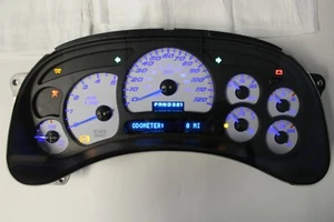 03 04 05 REBUILT CUSTOM WHITE SS GAUGE DURAMAX DIESEL BLUE LED WHOLE CLUSTER BB - Picture 1 of 4