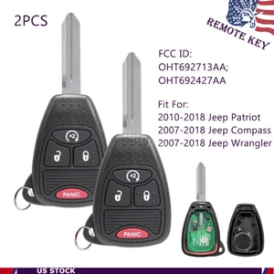2 For Jeep Patriot 2010 2011 2012 2013 2014 2015 2016 2017 2018 Remote Key Fob - Picture 1 of 8