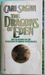 Carl Sagan Signed THE DRAGONS OF EDEN paperback book Aged Pages Cover Marks 1978 - Picture 1 of 11