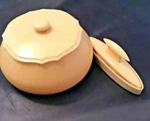 Scatola polvere spolverino vanità bachelite celluloide vintage MCM Boho AVORIO FRANCESE - Foto 1 di 5