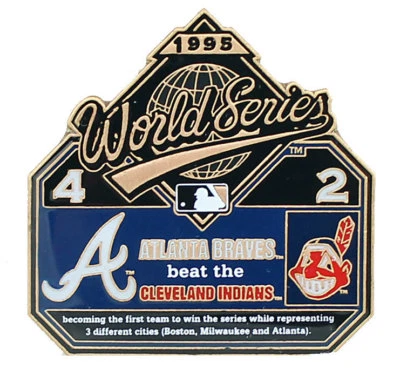 1995 World Series Commemorative Pin - Braves vs. Indians - Limited 1,000 - Image 1 of 2