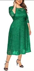 Vestido ST. PATRICK'S ☘️XL Encaje Completo Manga 3/4 Forrado Cuello Redondo Columpio Línea A Nuevo con Etiquetas - Imagen 1 de 2