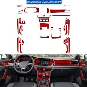 37Pcs Red Carbon Fiber Full Interior Trim Cover Kits For VW Jetta MK7 2019-2023 - Picture 1 of 24
