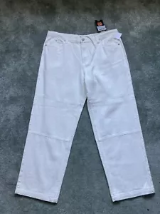 Pantalones de mezclilla Santa Cruz para hombre W36” L32” blanco roto con lazo cintura con logotipos nuevos con etiquetas - Imagen 1 de 11