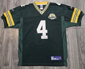 Vtg Reebok Green Bay Packers Favre #4 Jersey Green Sewn Lambeau Patch Mens Sz 48 - Picture 1 of 6