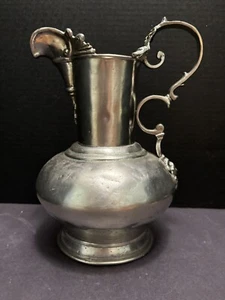 Italienischer Zinn Weinkrug Vintage etruskische Bacchus Maske Ewer 10" am Rand - Bild 1 von 18