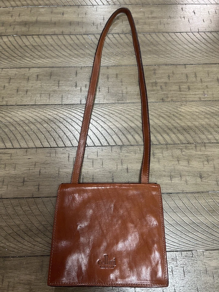 Bolso de cuero genuino marrón hecho en italia cellini muy lindo bolso diario de verano Foto 1 de 4