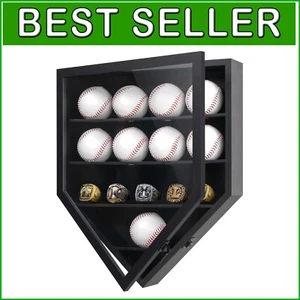 Home Plate Baseball Display Case - Securely Show 12 Baseballs or Rings in Style - Picture 1 of 11