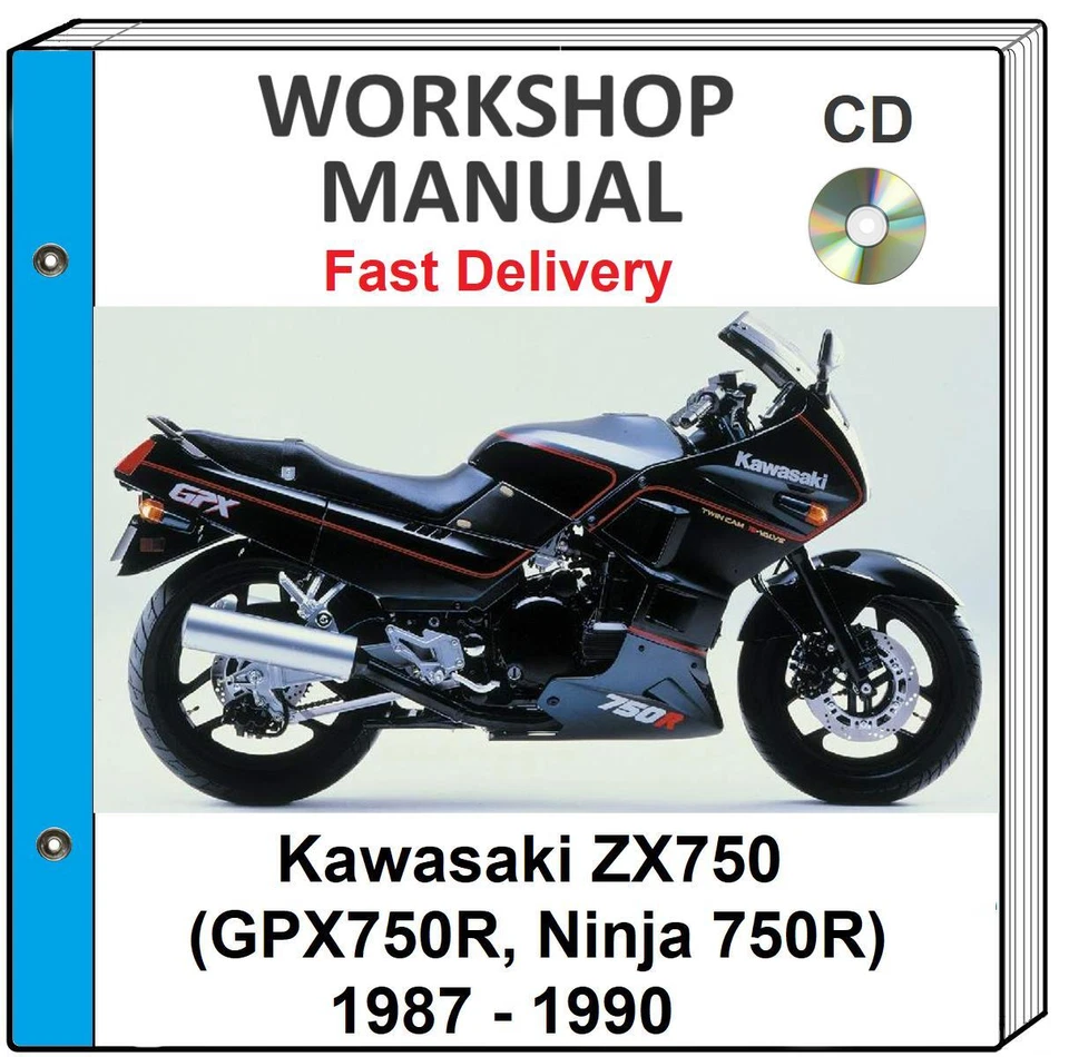 KAWASAKI NINJA 750R ZX750 1987 1988 1989 1990 MANUAL DE TALLER DE REPARACIÓN DE SERVICIO EN CD Foto 1 de 1
