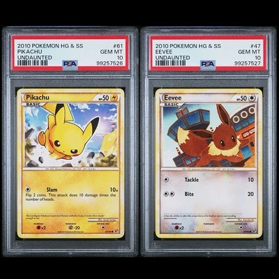 SEQUENTIAL SET PSA 10 Pikachu POP 19 Eevee POP 14 HeartGold SoulSilver Undaunted - Image 1 of 3