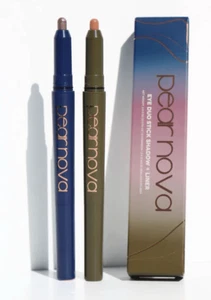 PEAR NOVA EYE DUO STICK SHADOW + LINER AZURITE & UNAKITE Set 2 BLUE OLIVE GREEN - Picture 1 of 7