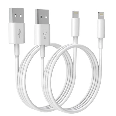 Premium iPhone USB-A to Lightning Charging Cable MFi Certified 1m Each 2 Pack - Image 1 of 4