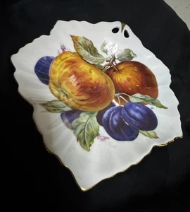 Decor candy dish /serving tray Mitterteich Bavaria Germany Fruit and gold Trim - Picture 1 of 17