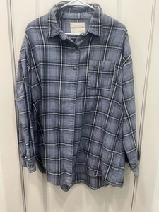 aeropostale casual button down shirt men plaid Blue/black Size Medium Used - Picture 1 of 11